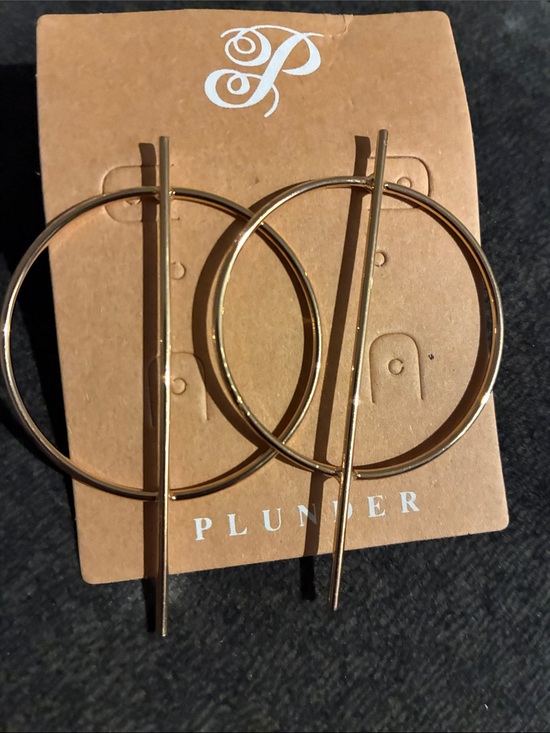 Plunder Jewelry - Plunder Gold Modern Hoop & Bar Drop Earrings